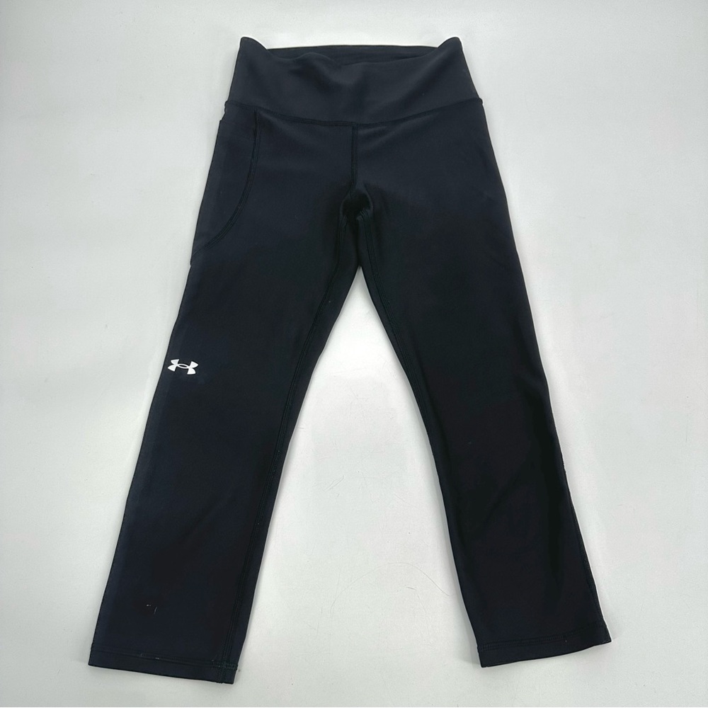 Under Armour Capri Leggings Womens XS Black HeatGear Compression High Rise READ